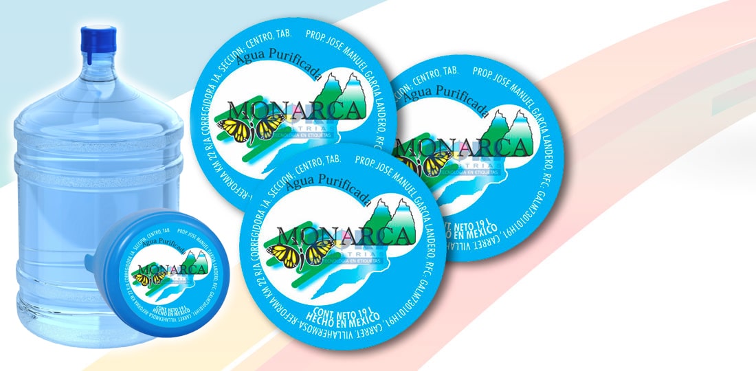 Etiqueta autoadherible Agua Purificada Monarca