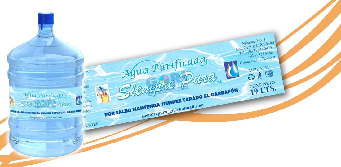 Etiqueta autoadherible Agua Siempre Pura