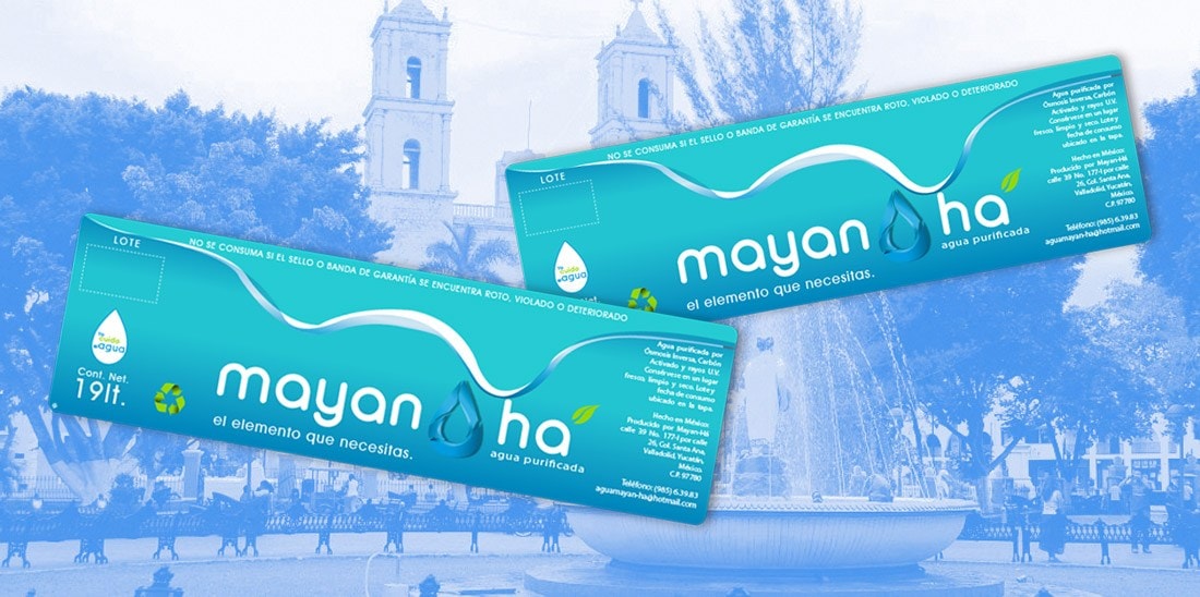 Etiqueta Autoadherible Agua Mayan ha