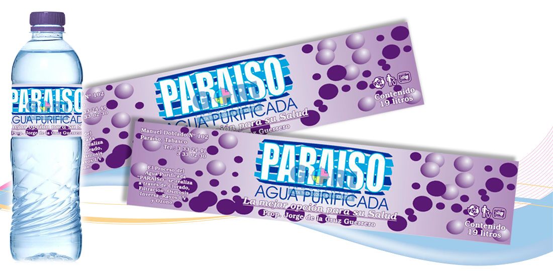 Etiqueta autoadherible Agua Paraíso