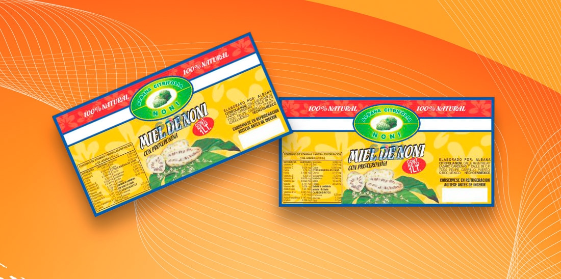 Miel de Noni pegatinas de papel autoadherible