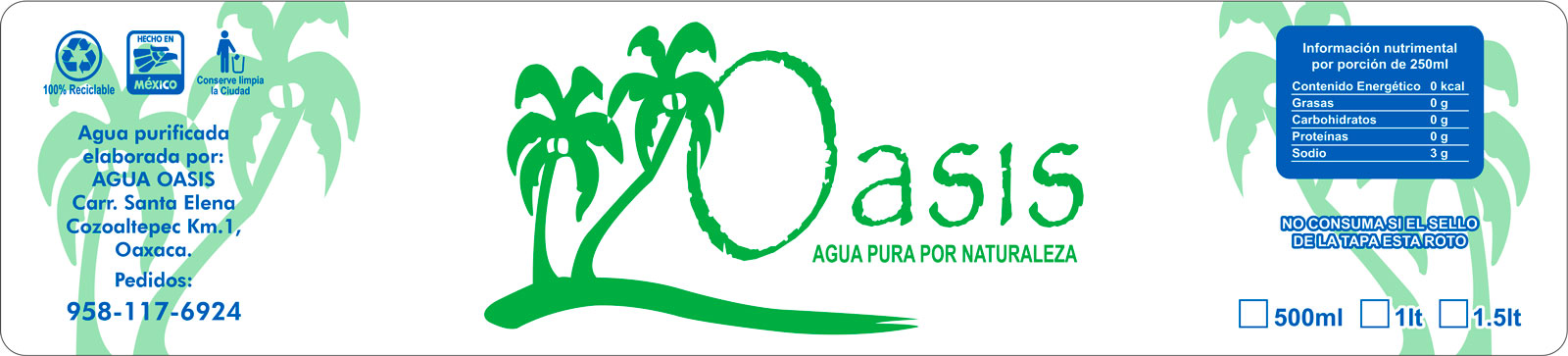 Oasis, Diseño y Fabricación de Etiquetas Autoadheribles para Agua Purificada